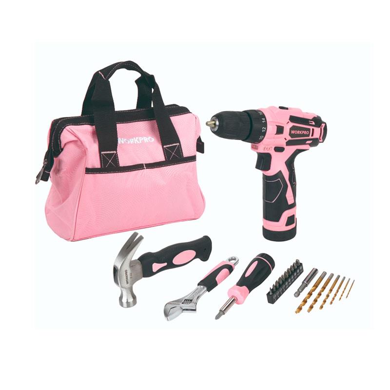 Bolso herramientas manuales y taladro inalambr. 22pzs WORKPRO
