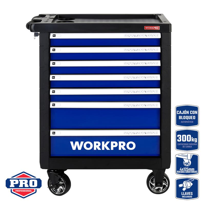 Carro porta herramientas 7 cajones con ruedas WORKPRO 