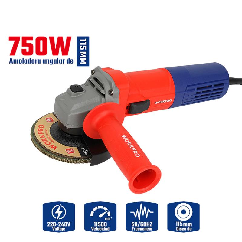 Amoladora Angular Workpro 750w Profesional + Accesorios
