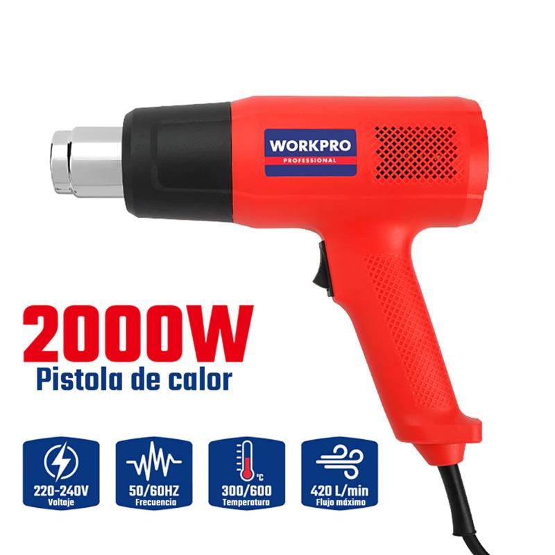 Pistola De Calor Workpro 2000w Con 4 Boquillas Y Espátula