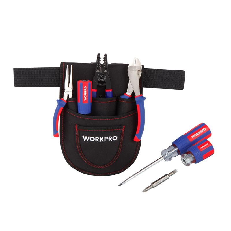Set de herramientas 7 Pzs electricista cartuchera WORKPRO 