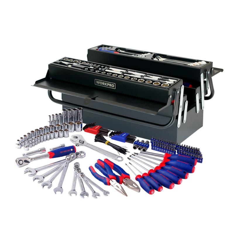 Set Herramientas Caja Metal Profesional 183 piezas WORKPRO