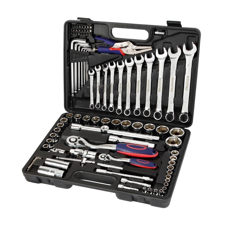 Set Workpro 92 Pzs Bocallaves Cr-v 1/4 Y 1/2 Con Estuche